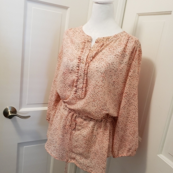 Liz Claiborne Peach Colored Speckled Blouse Size Large, classic - Picture 2 of 8
